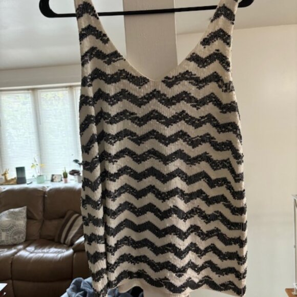 j crew black & white sequined top size m - Picture 3 of 4